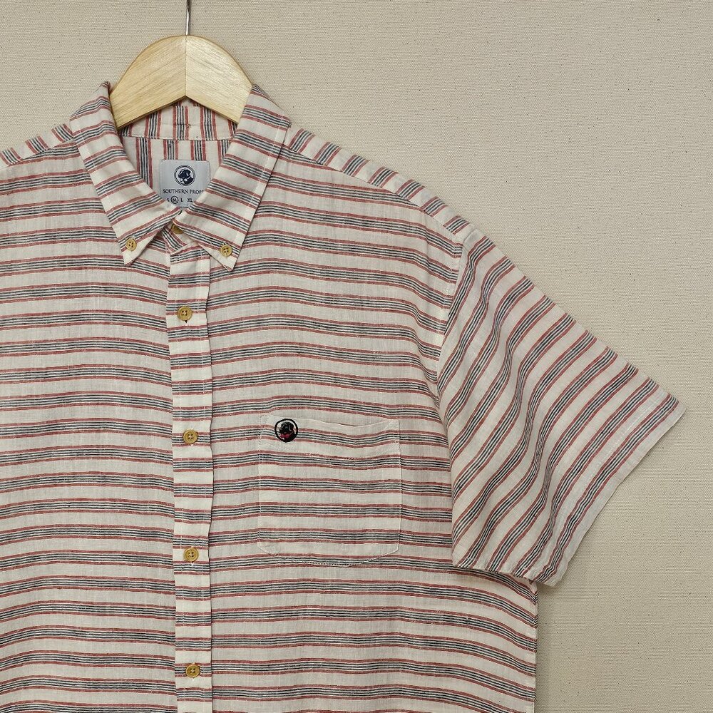 Southern Proper Short Sleeve Linen Blend Button Down M